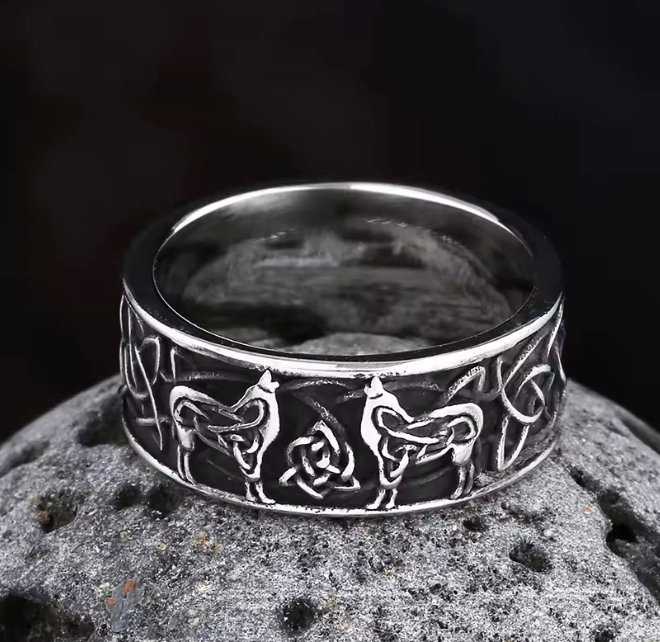 Celtic Wolf/Rune Ring