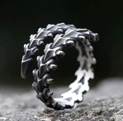 Dark steel centipede ring