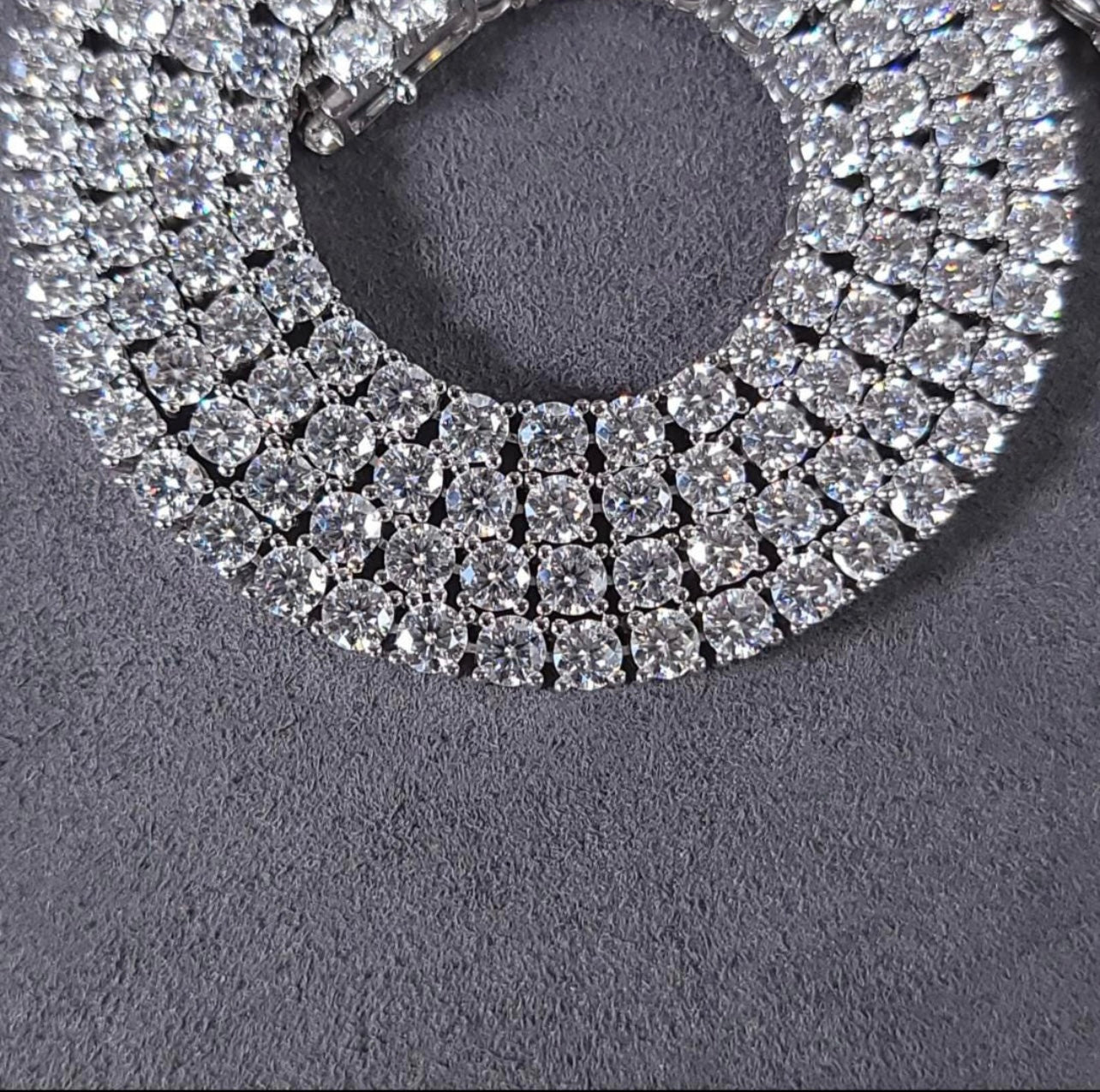 4mm MOISSANITE Tennis Chain Necklace VVS D Color  Passes Diamond Tester