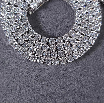 4mm MOISSANITE Tennis Chain Necklace VVS D Color  Passes Diamond Tester