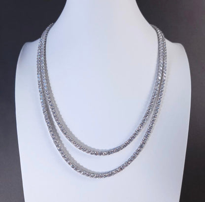 4mm MOISSANITE Tennis Chain Necklace VVS D Color  Passes Diamond Tester