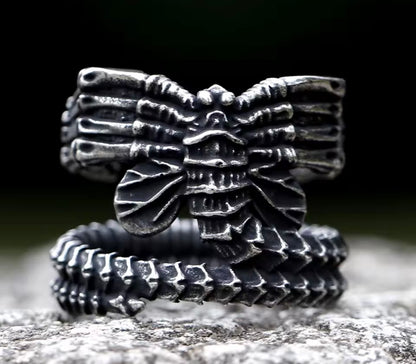 Dark Steel Alien Face Hugger Ring