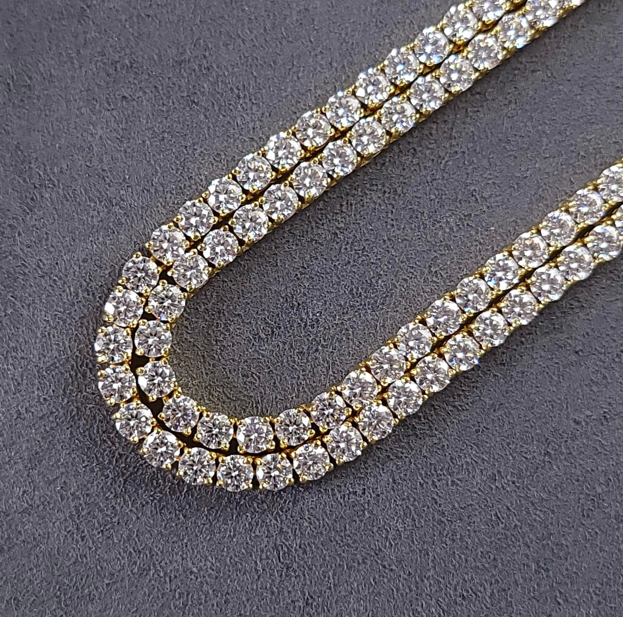 4mm MOISSANITE Tennis Chain Necklace VVS D Color  Passes Diamond Tester