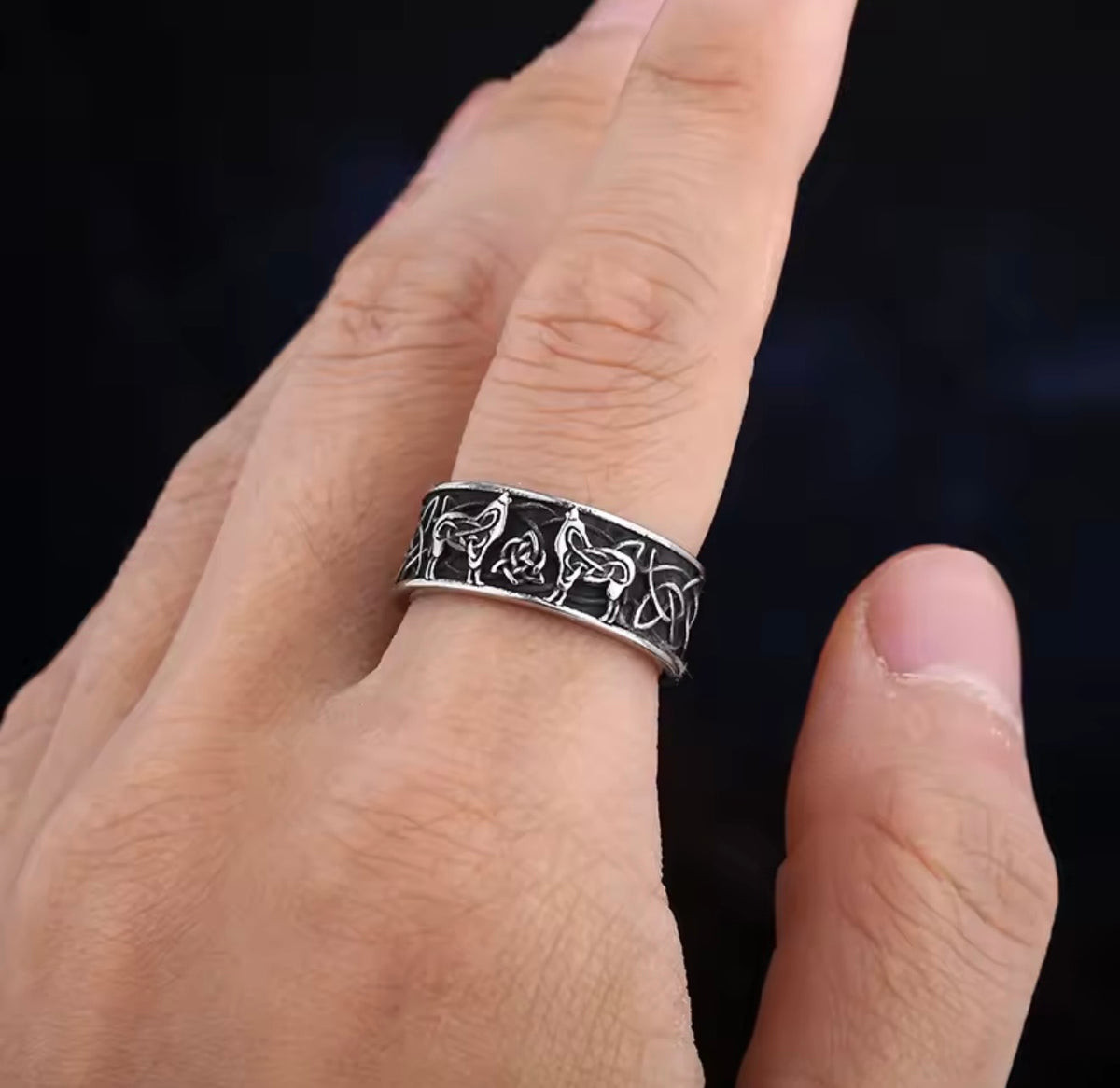 Celtic Wolf/Rune Ring