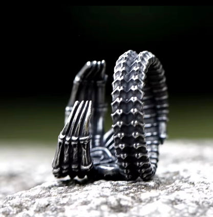 Dark Steel Alien Face Hugger Ring