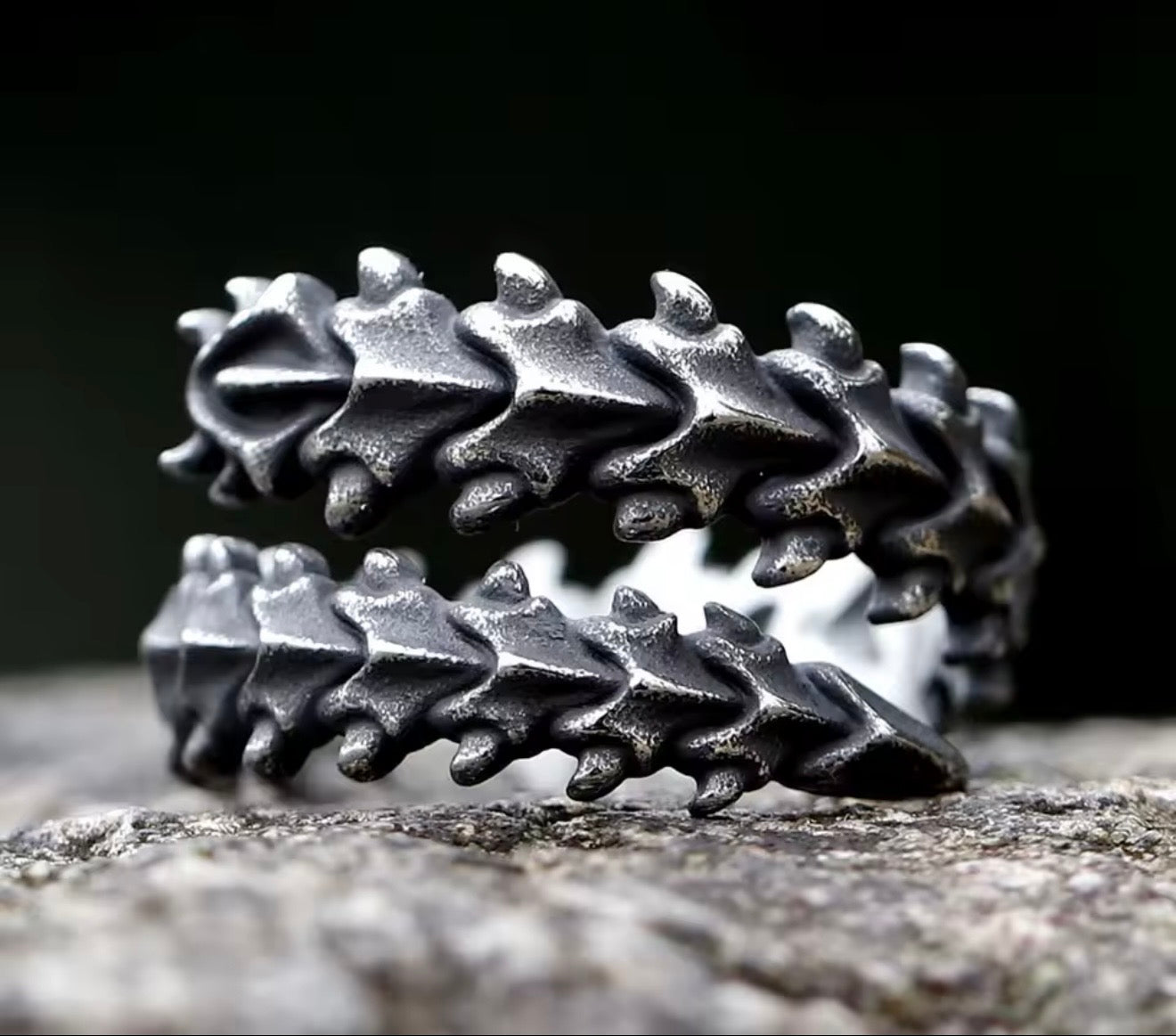 Dark steel centipede ring