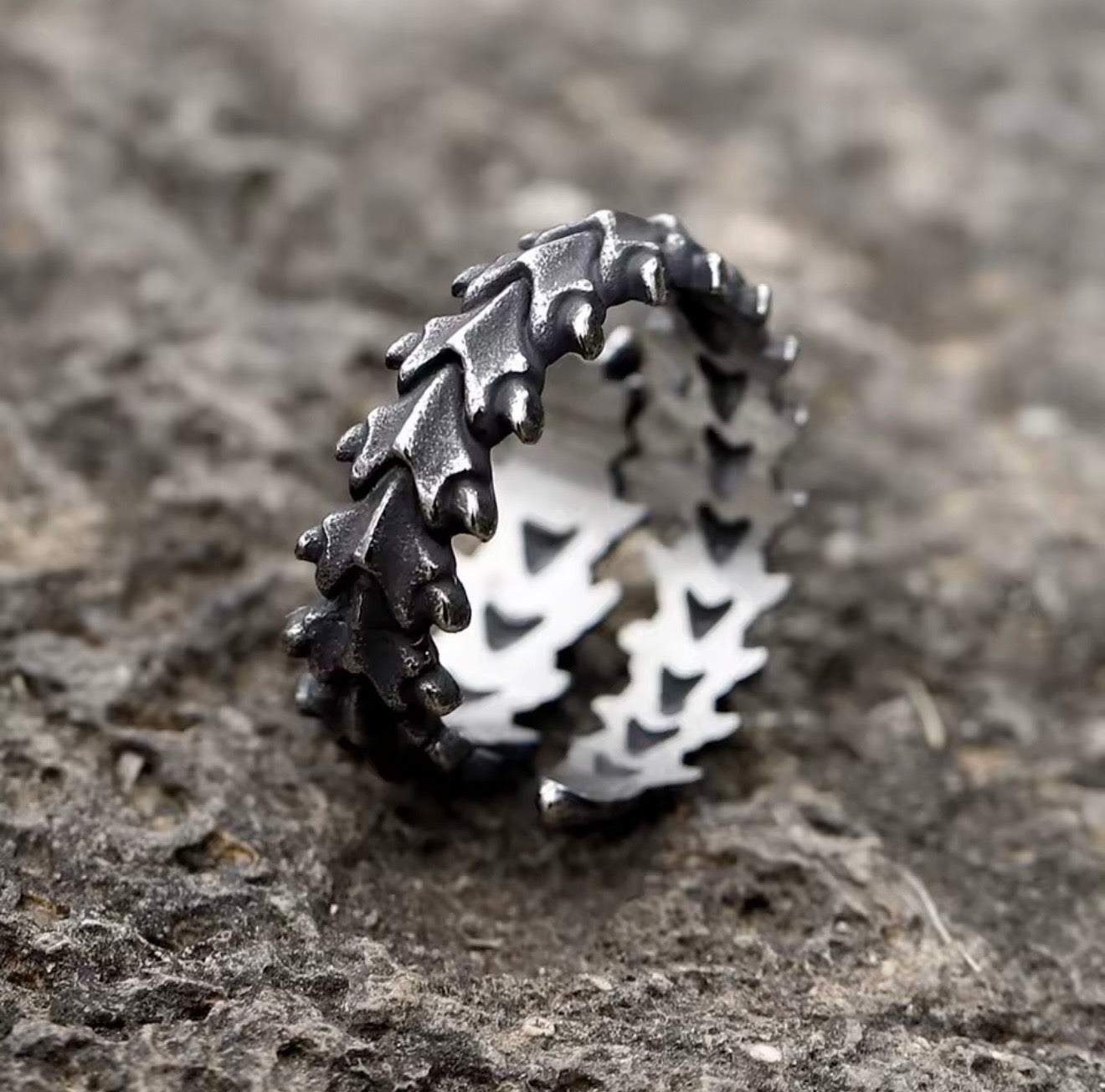 Dark steel centipede ring