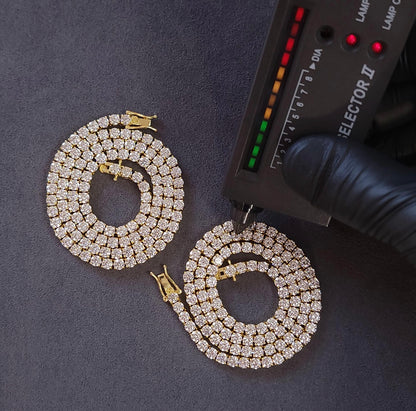 4mm MOISSANITE Tennis Chain Necklace VVS D Color  Passes Diamond Tester