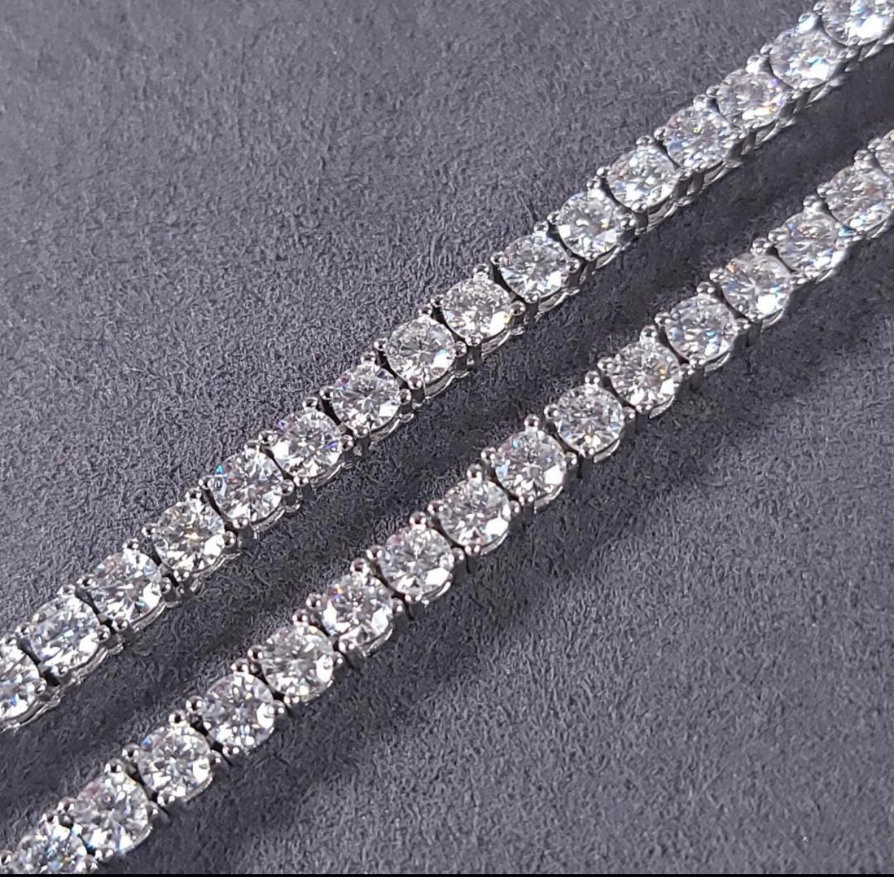 4mm MOISSANITE Tennis Chain Necklace VVS D Color  Passes Diamond Tester