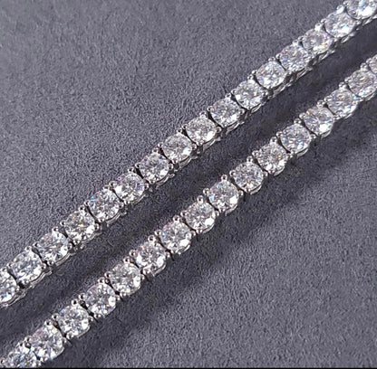 4mm MOISSANITE Tennis Chain Necklace VVS D Color  Passes Diamond Tester