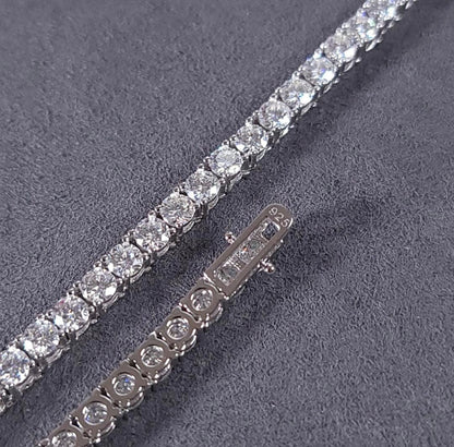4mm MOISSANITE Tennis Chain Necklace VVS D Color  Passes Diamond Tester