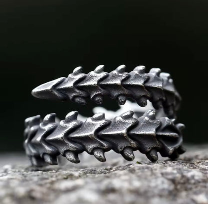 Dark steel centipede ring