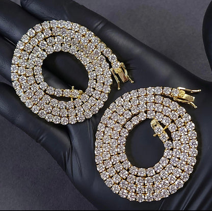 4mm MOISSANITE Tennis Chain Necklace VVS D Color  Passes Diamond Tester