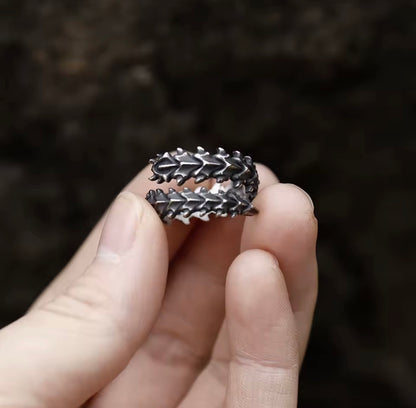 Dark steel centipede ring