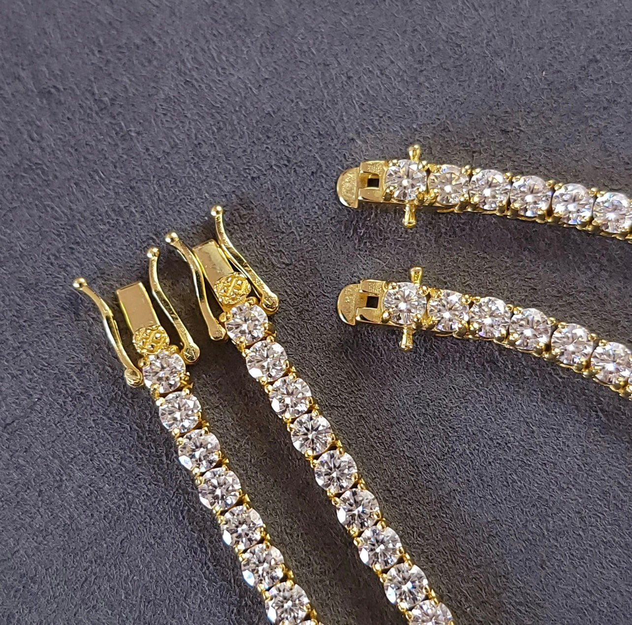 4mm MOISSANITE Tennis Chain Necklace VVS D Color  Passes Diamond Tester