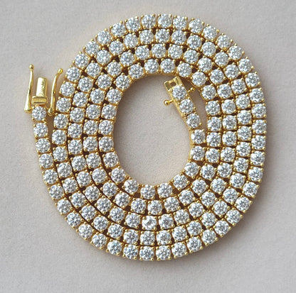 3MM Moissanite Tennis Necklace 925 Sterling VVS Tennis Chain Passes Diamond Tester