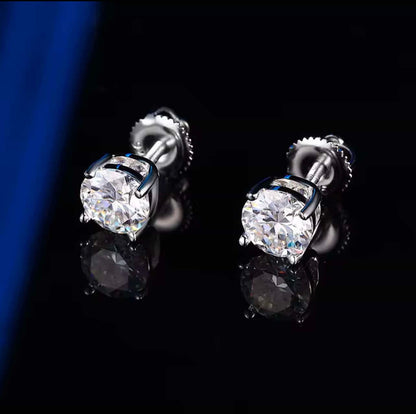 5mm Moissanite 925 Silver Stud Earrings