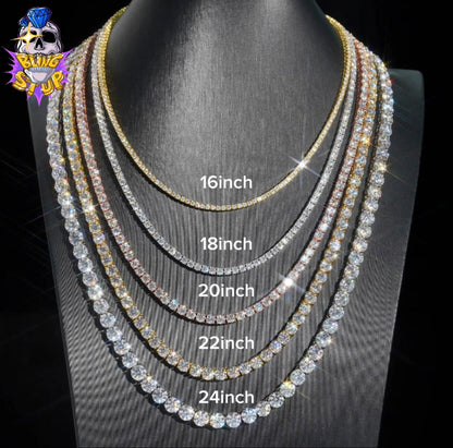 5mm MOISSANITE Tennis Chain Necklace - VVS D Color - Passes Diamond Tester