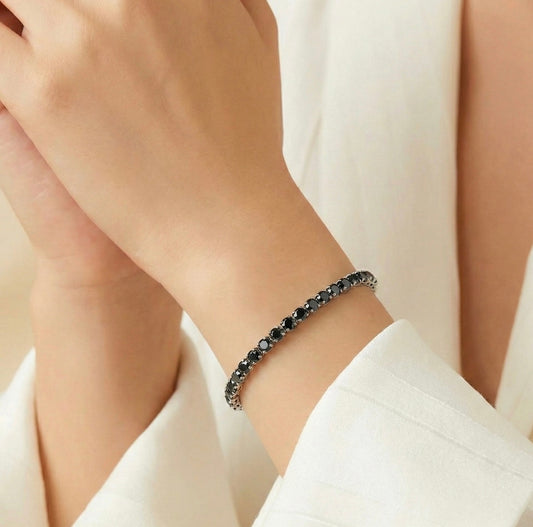 4-5mm 925 Silver Black Moissanite Bracelets
