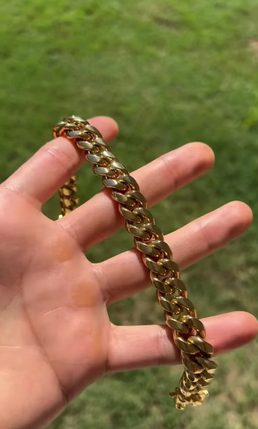 Gold Stainless Steel Cuban Link Bracelet